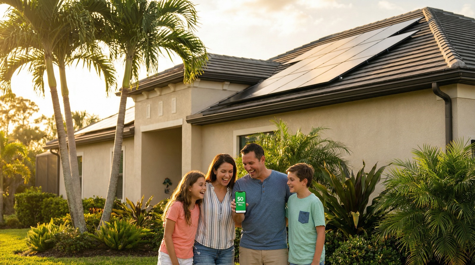 Florida home with rooftop solar panels